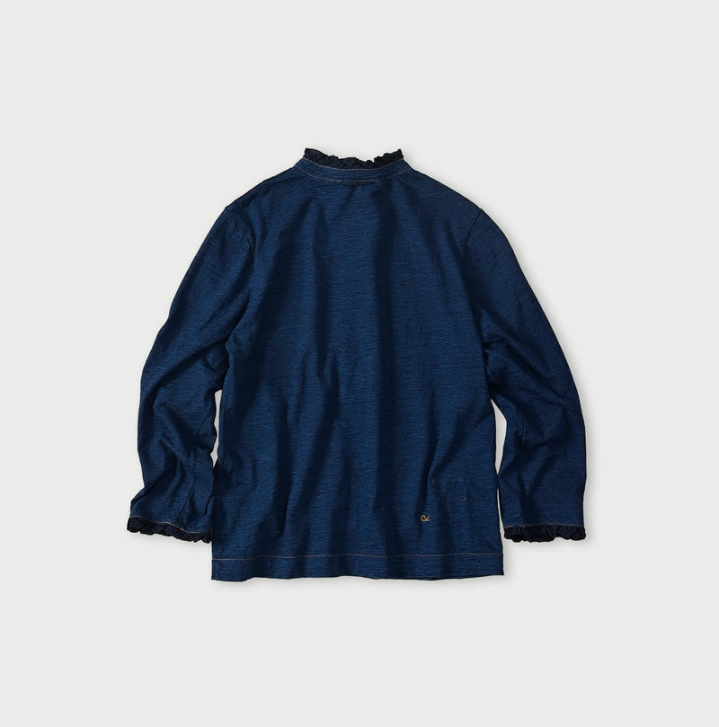 45R Indigo Frilled Square Henley - Image 4