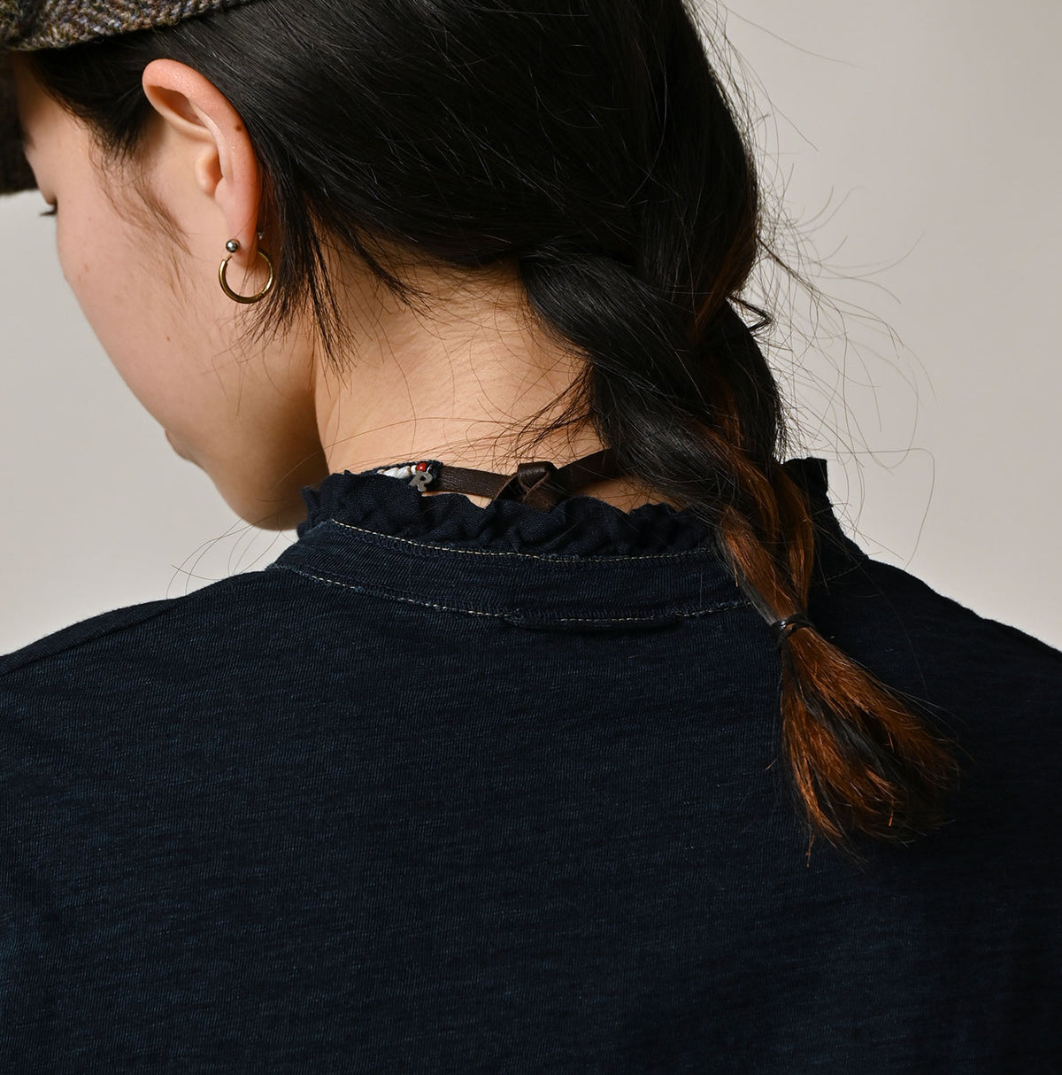 45R Indigo Frilled Square Henley