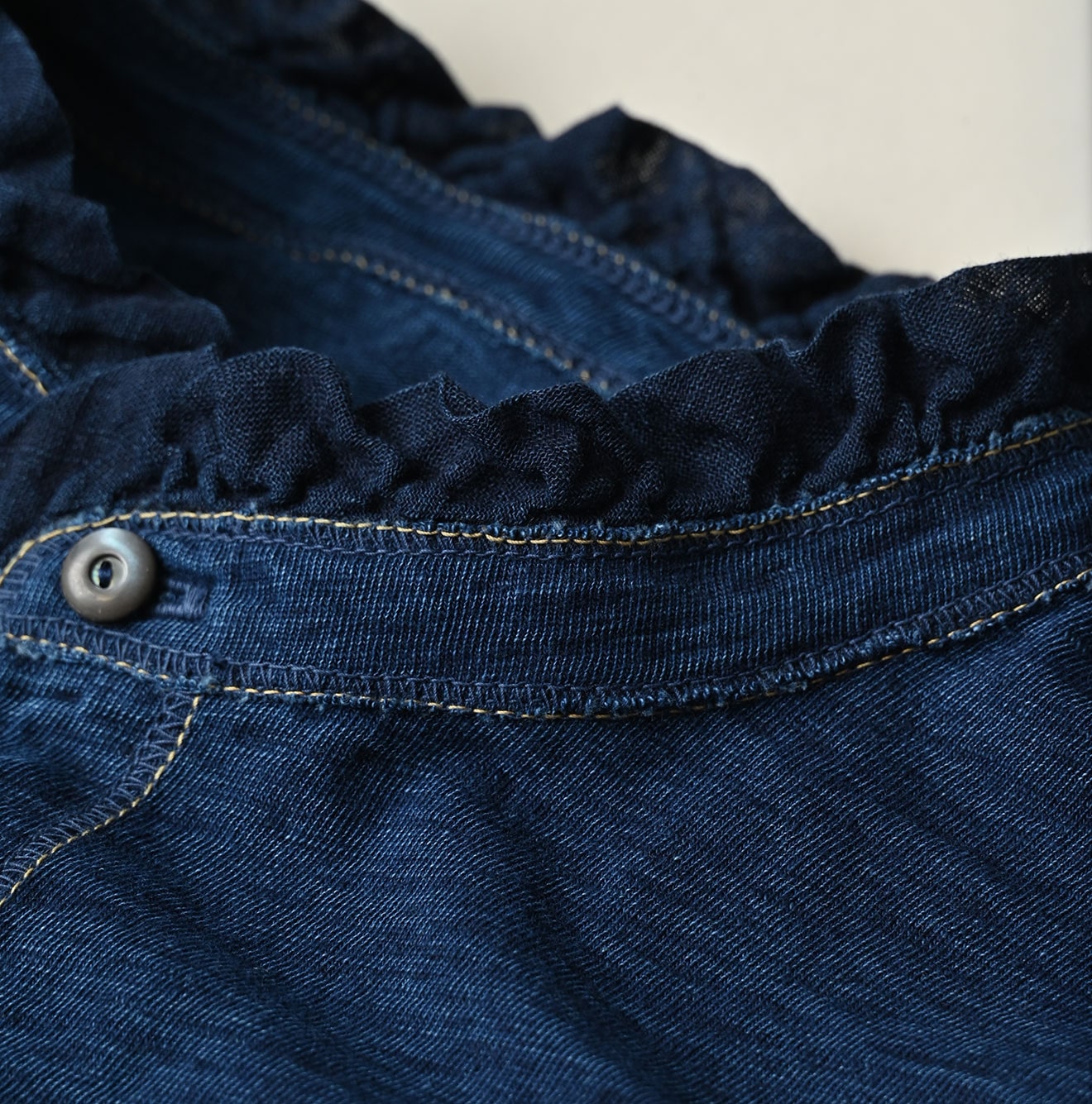 45R Indigo Frilled Square Henley - Image 13