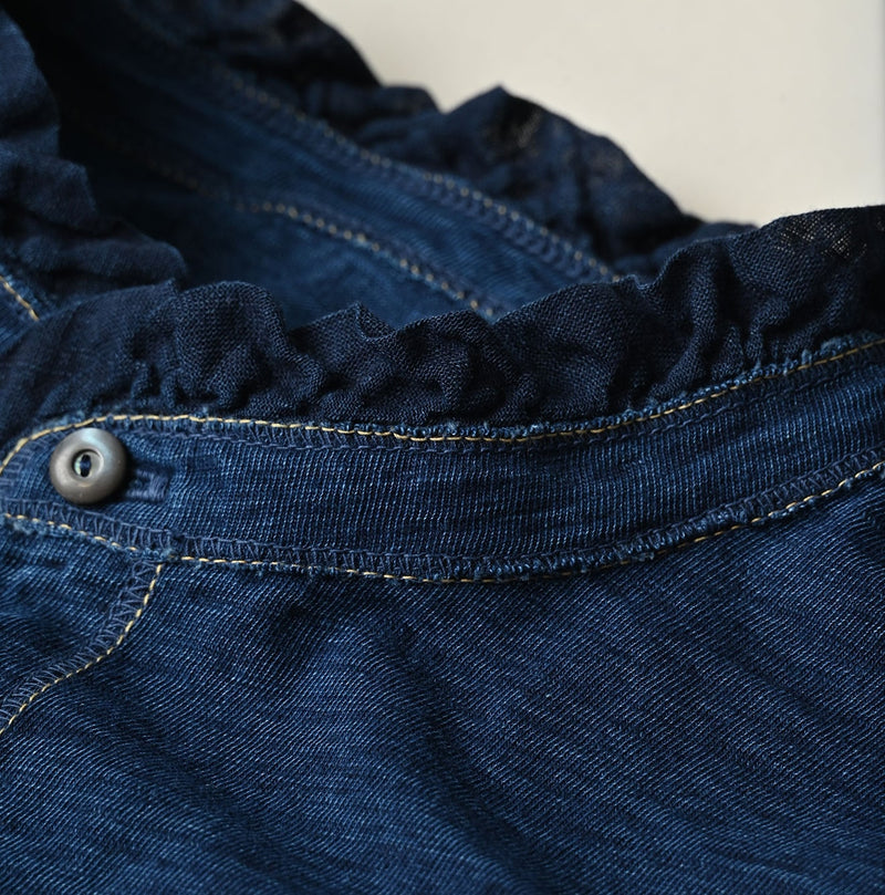 45R Indigo Frilled Square Henley - Image 13