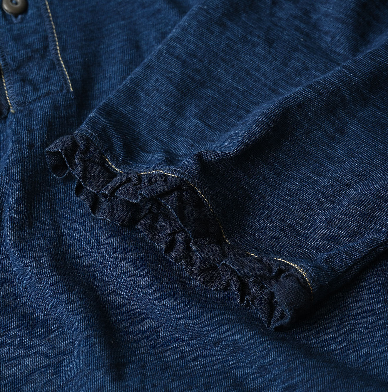 45R Indigo Frilled Square Henley - Image 15