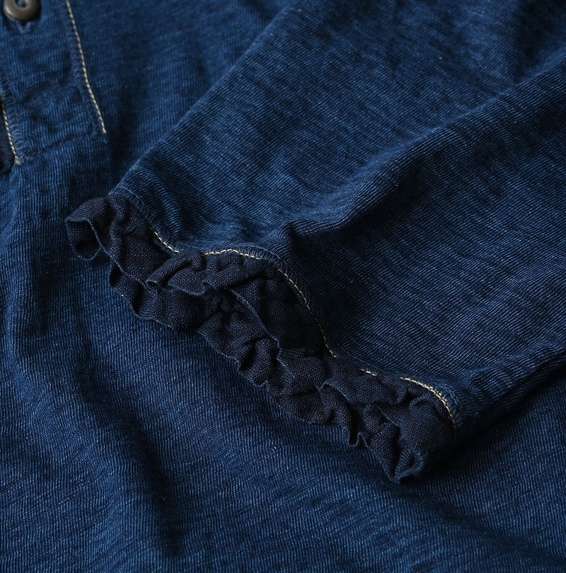 45R Indigo Frilled Square Henley - Image 15