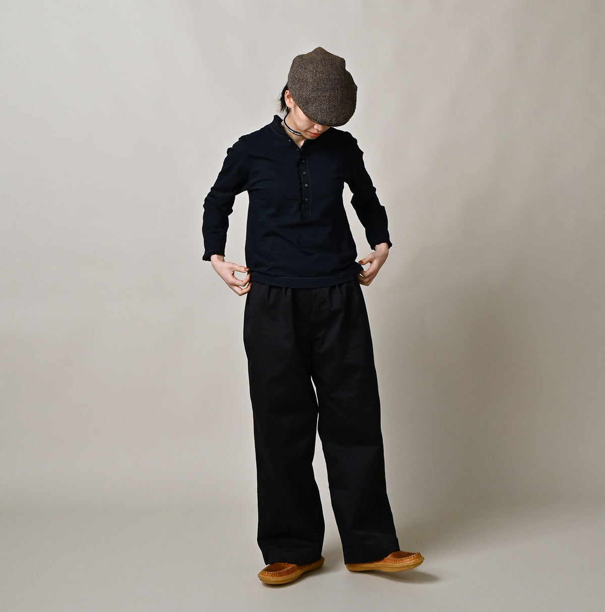 45R Indigo Frilled Square Henley