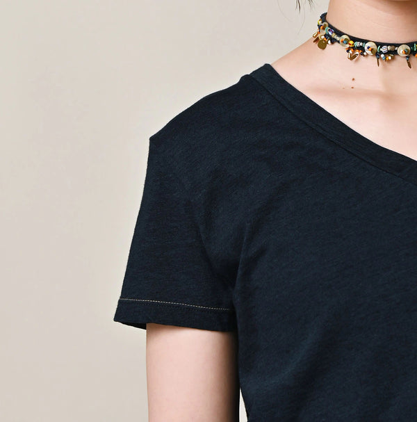 45R Indigo Tenjiku Chibi V-Neck T-shirt