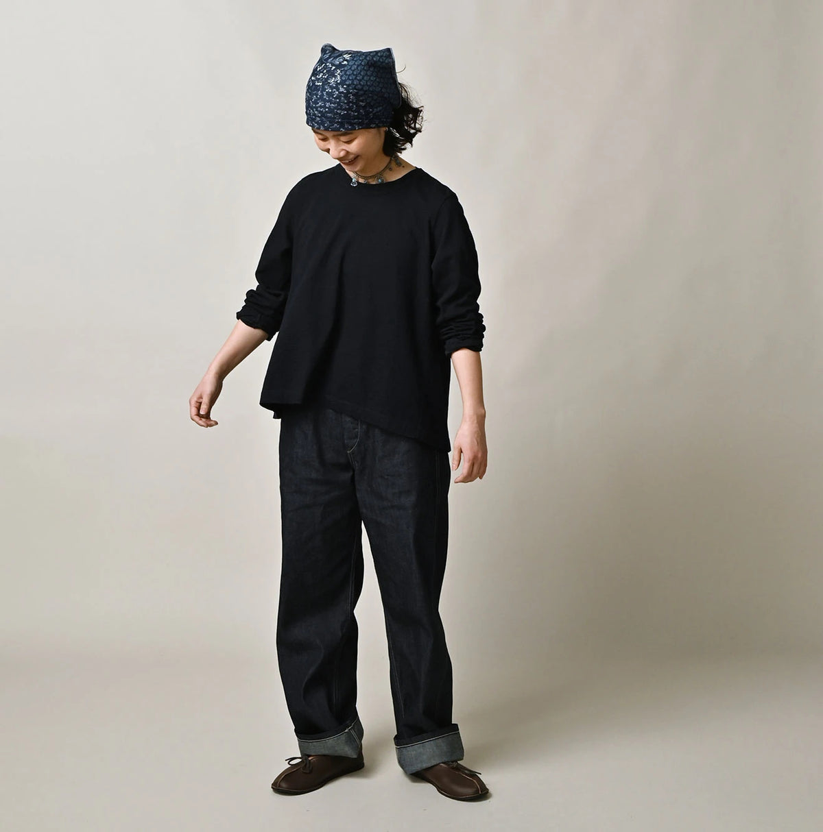 45R Indigo Tenjiku Flare T-shirt Distressed