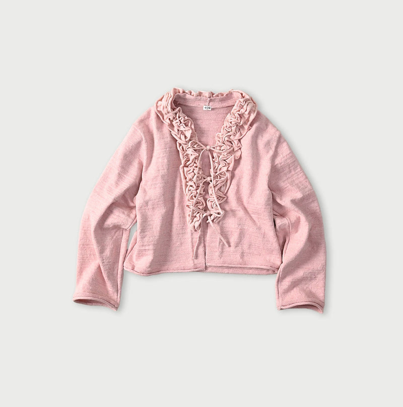 45R Dekoboko Knit-sewn Frilled Bolero - Image 3