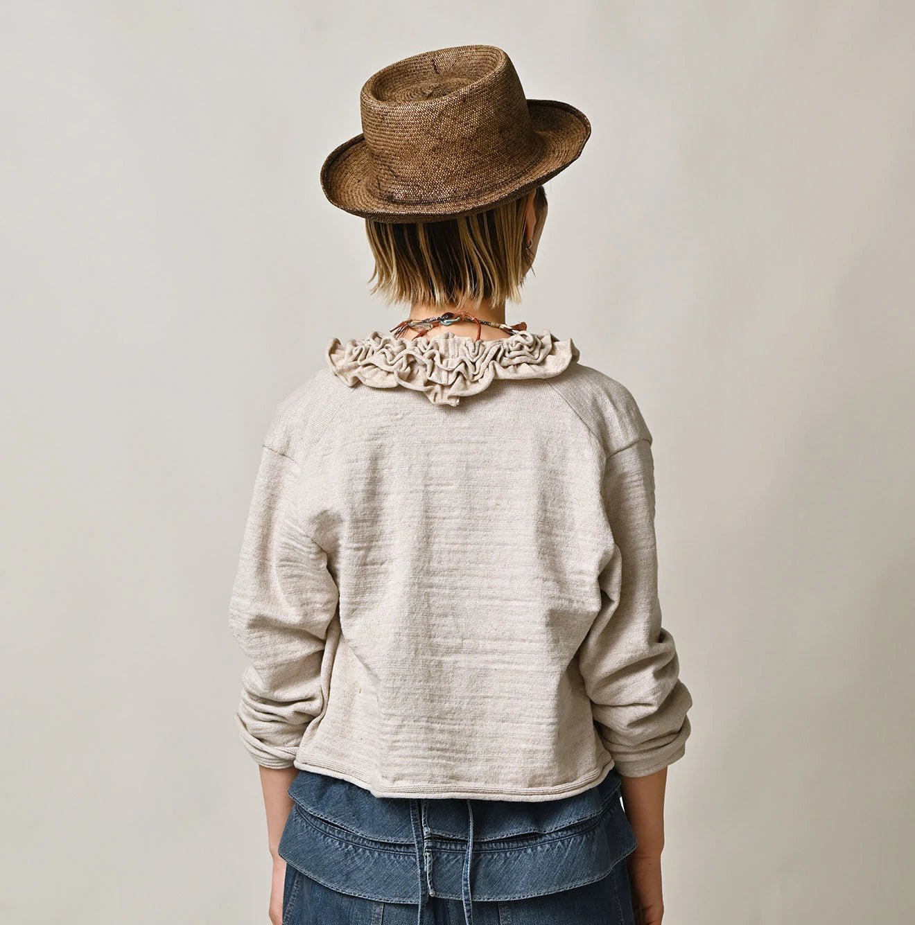45R Dekoboko Knit-sewn Frilled Bolero - Image 9