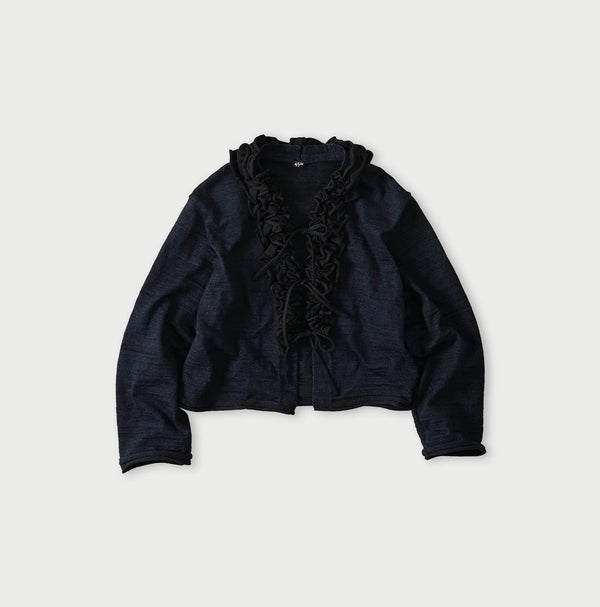 45R Indigo Dekoboko Knit-sewn Frilled Bolero