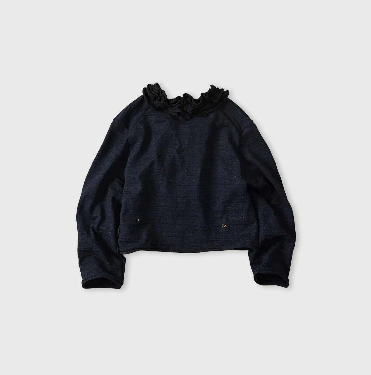 45R Indigo Dekoboko Knit-sewn Frilled Bolero