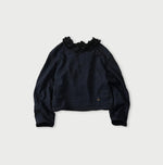 45R Indigo Dekoboko Knit-sewn Frilled Bolero