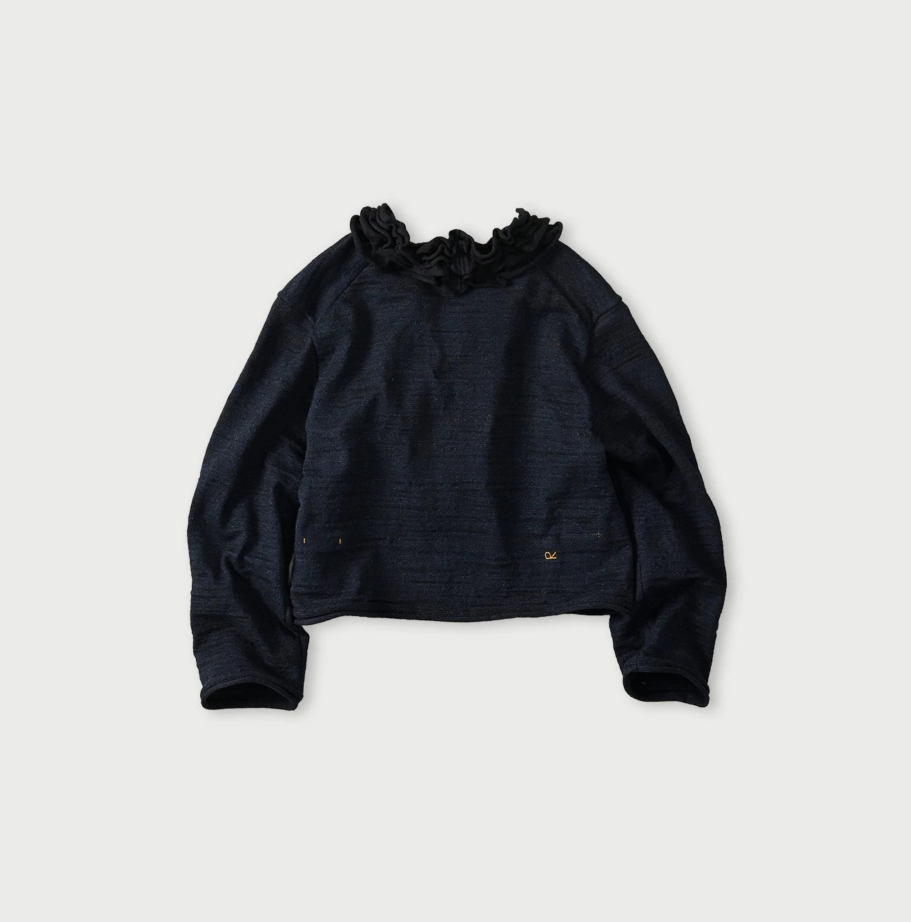 45R Indigo Dekoboko Knit-sewn Frilled Bolero - Image 3