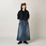 45R Indigo Dekoboko Knit-sewn Frilled Bolero