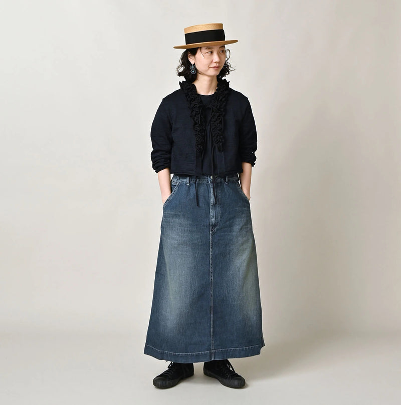 45R Indigo Dekoboko Knit-sewn Frilled Bolero - Image 4