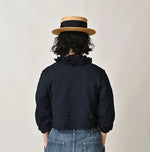 45R Indigo Dekoboko Knit-sewn Frilled Bolero