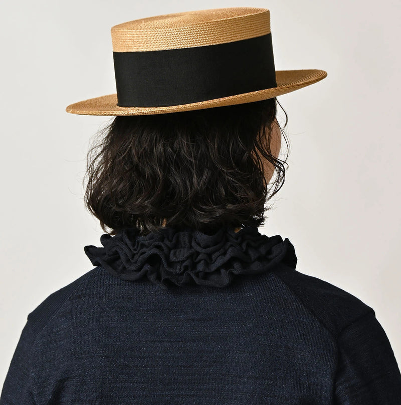 45R Indigo Dekoboko Knit-sewn Frilled Bolero - Image 9