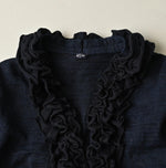45R Indigo Dekoboko Knit-sewn Frilled Bolero