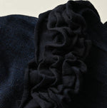 45R Indigo Dekoboko Knit-sewn Frilled Bolero