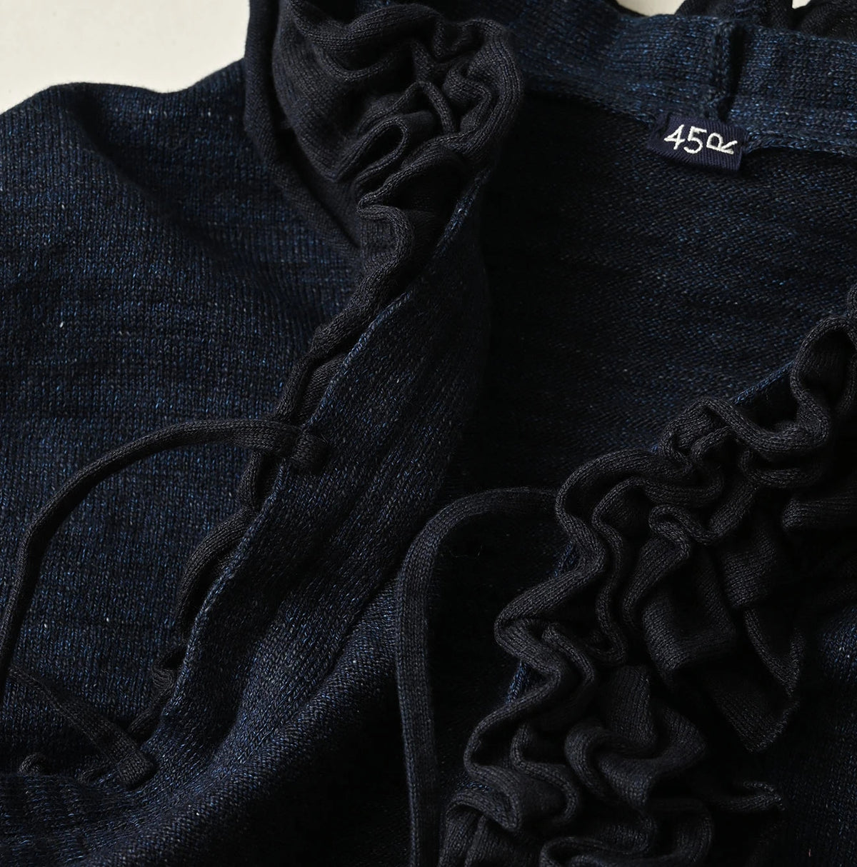 45R Indigo Dekoboko Knit-sewn Frilled Bolero
