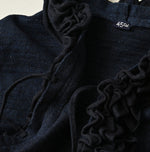 45R Indigo Dekoboko Knit-sewn Frilled Bolero