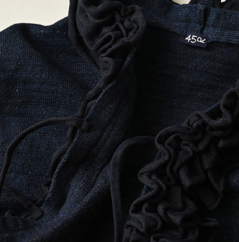 45R Indigo Dekoboko Knit-sewn Frilled Bolero - Image 13