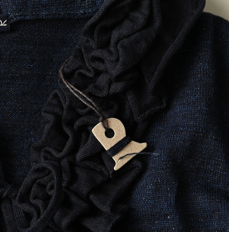45R Indigo Dekoboko Knit-sewn Frilled Bolero - Image 17