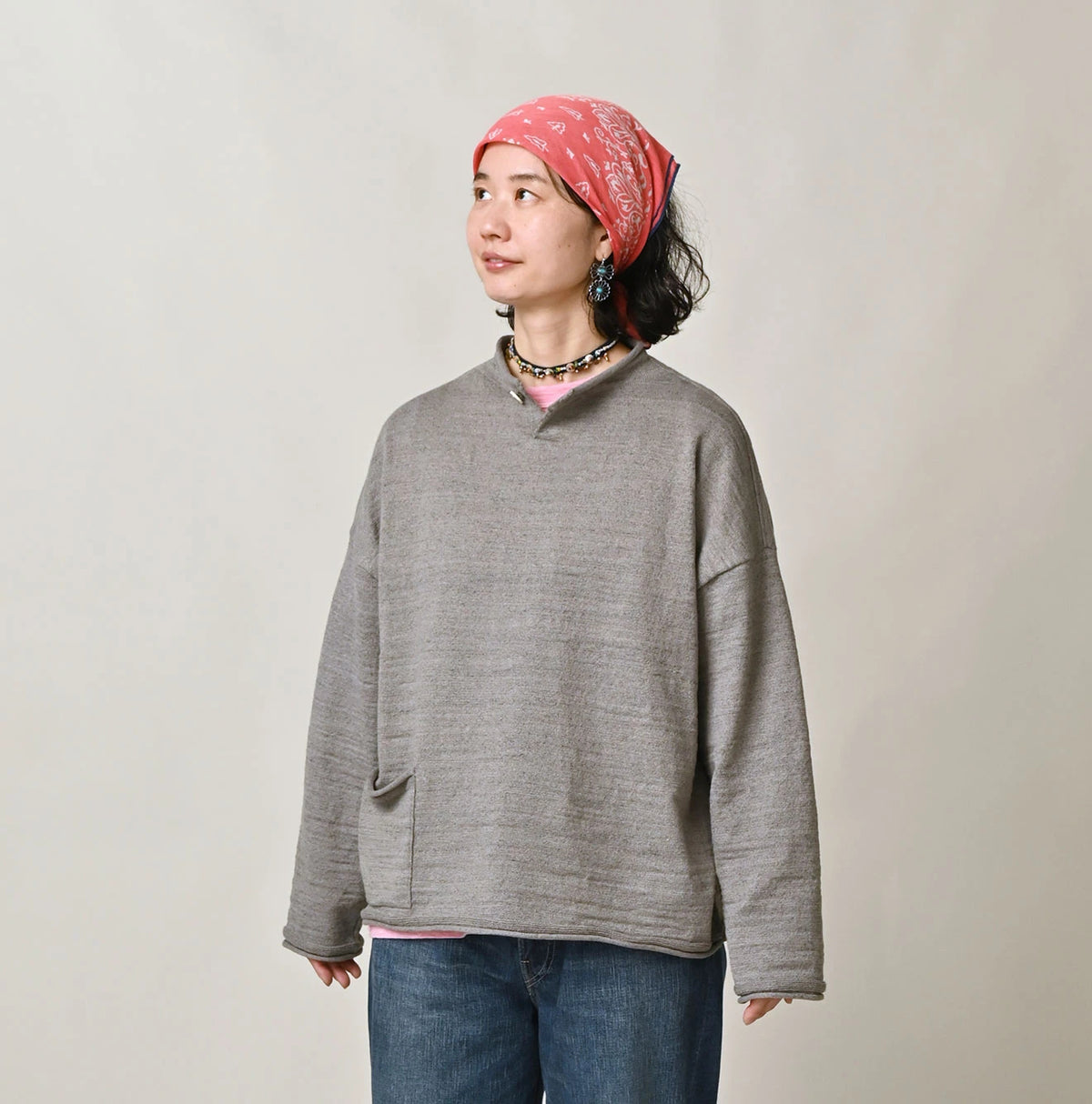 45R Dekoboko Knit-sewn Pullover