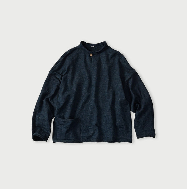45R Indigo Dekoboko Knit-sewn Pullover
