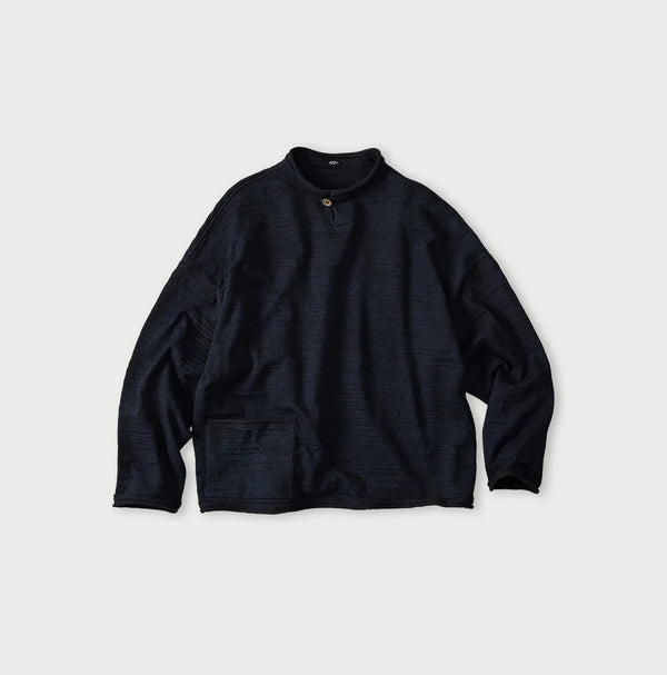 45R Indigo Dekoboko Knit-sewn Pullover