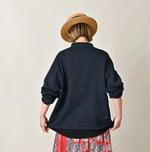 45R Indigo Dekoboko Knit-sewn Pullover