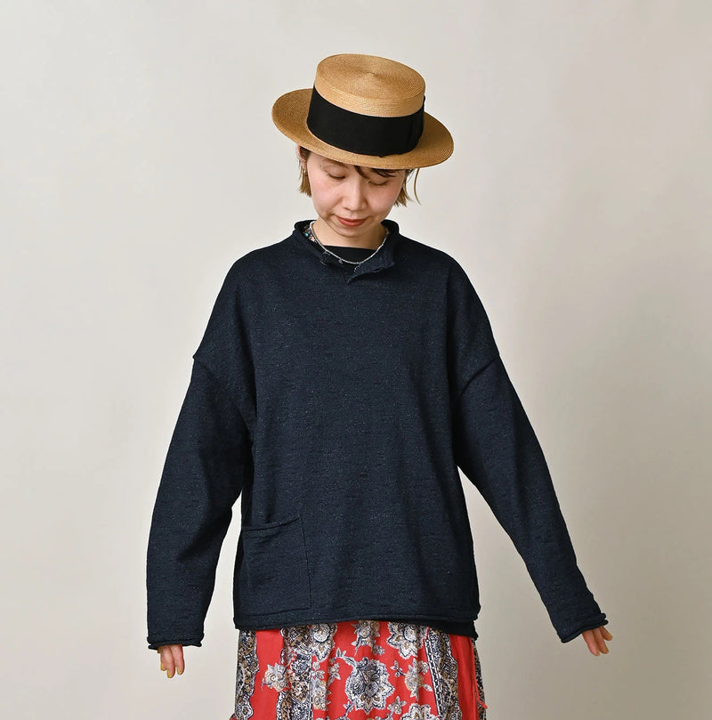 45R Indigo Dekoboko Knit-sewn Pullover - Image 11