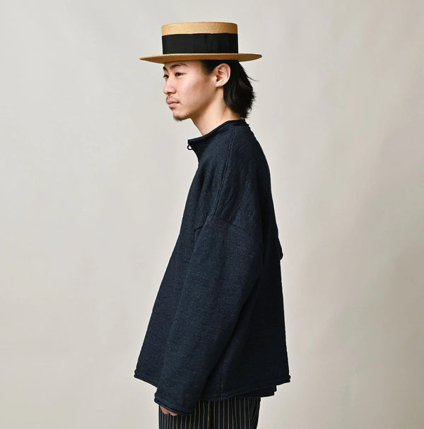 45R Indigo Dekoboko Knit-sewn Pullover