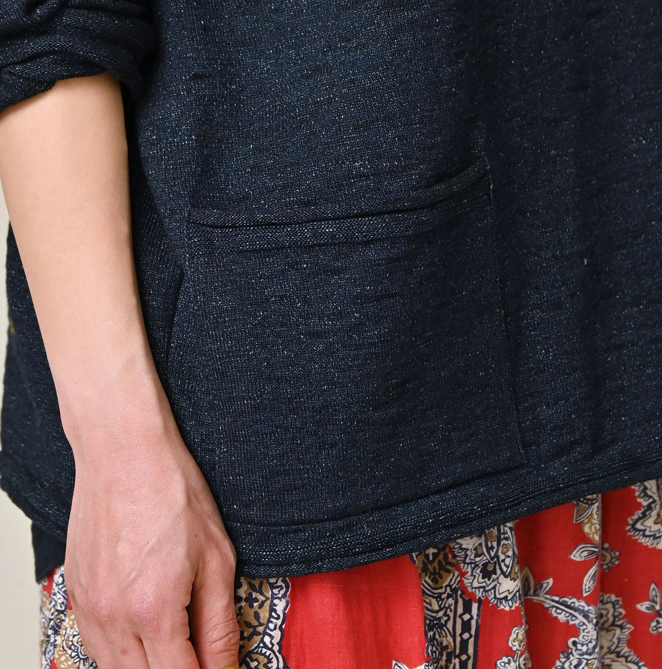 45R Indigo Dekoboko Knit-sewn Pullover - Image 13