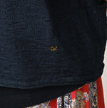 45R Indigo Dekoboko Knit-sewn Pullover