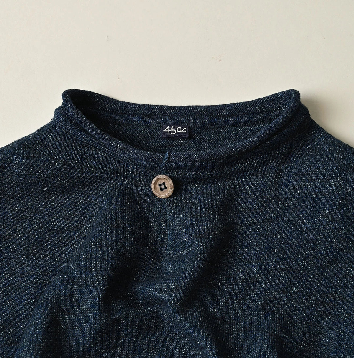 45R Indigo Dekoboko Knit-sewn Pullover