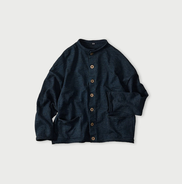 45R Indigo Dekoboko Knit-sewn Cardigan
