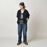 45R Indigo Dekoboko Knit-sewn Cardigan