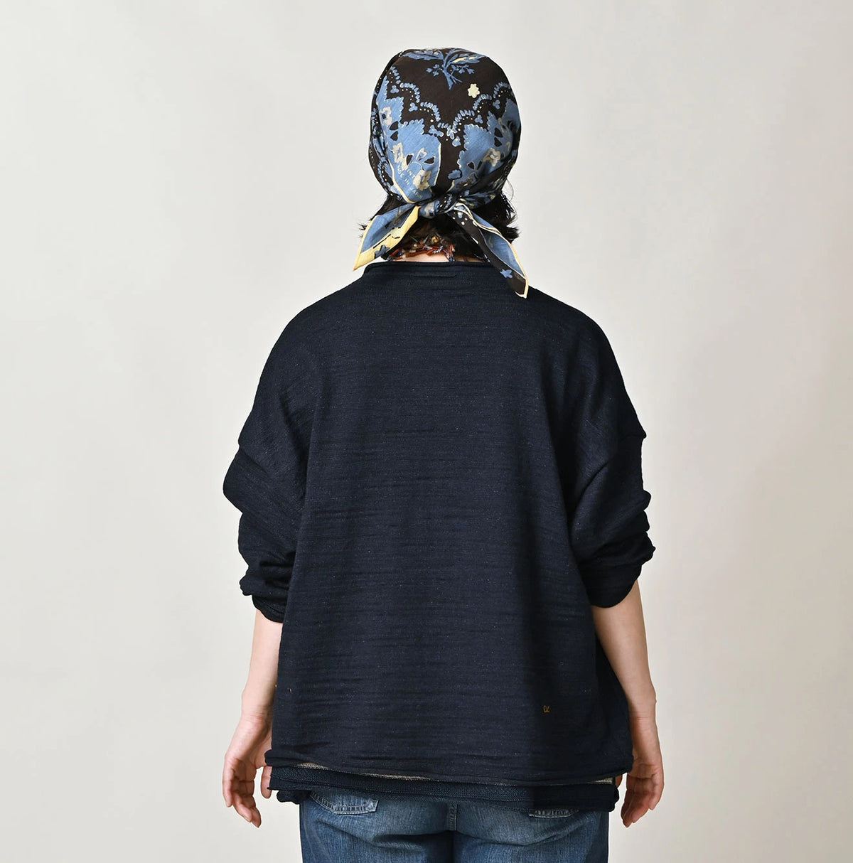 45R Indigo Dekoboko Knit-sewn Cardigan