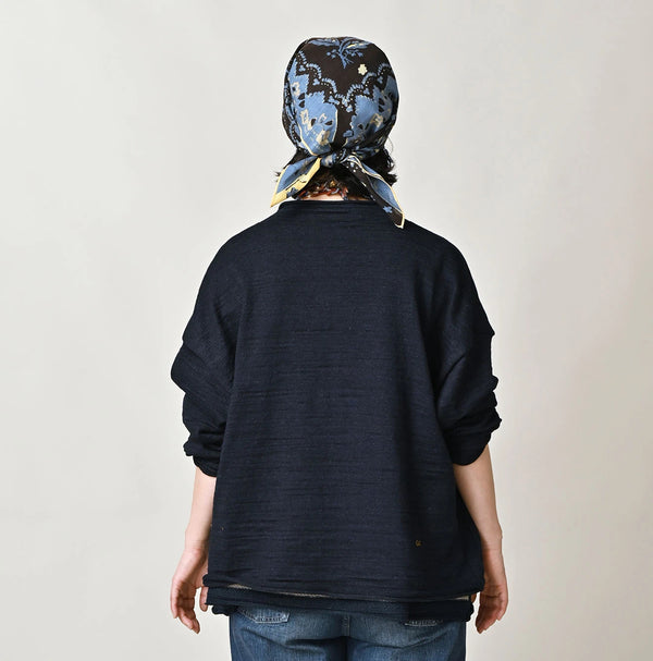 45R Indigo Dekoboko Knit-sewn Cardigan