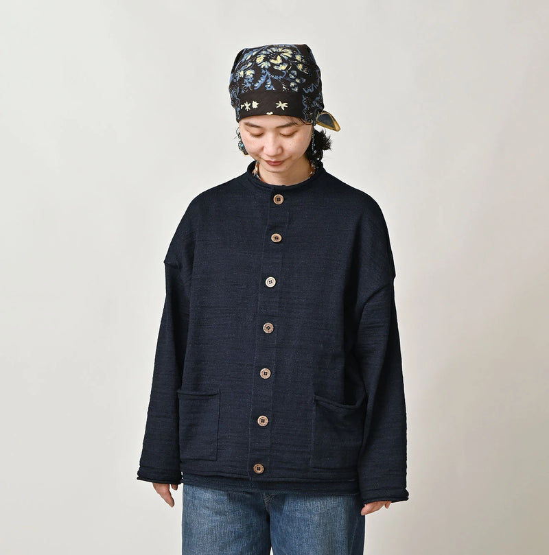 45R Indigo Dekoboko Knit-sewn Cardigan - Image 8