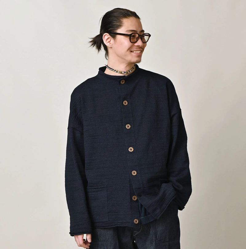 45R Indigo Dekoboko Knit-sewn Cardigan - Image 9