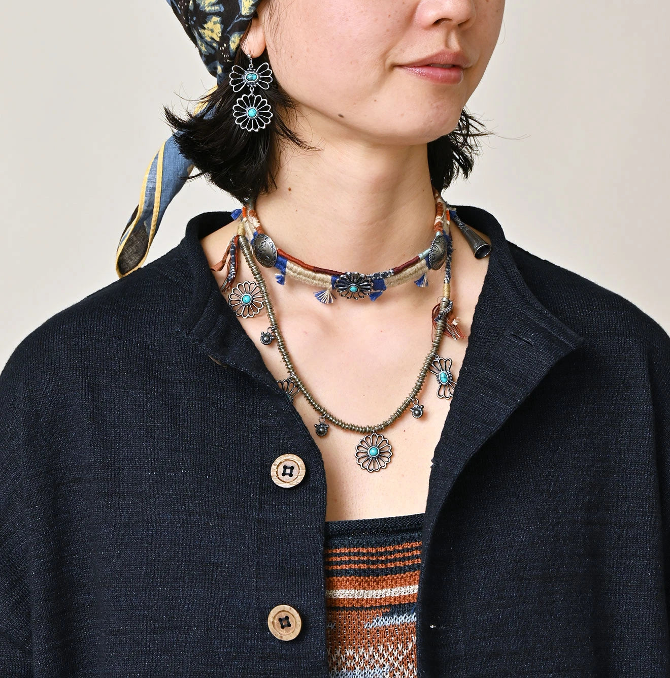 45R Indigo Dekoboko Knit-sewn Cardigan - Image 12