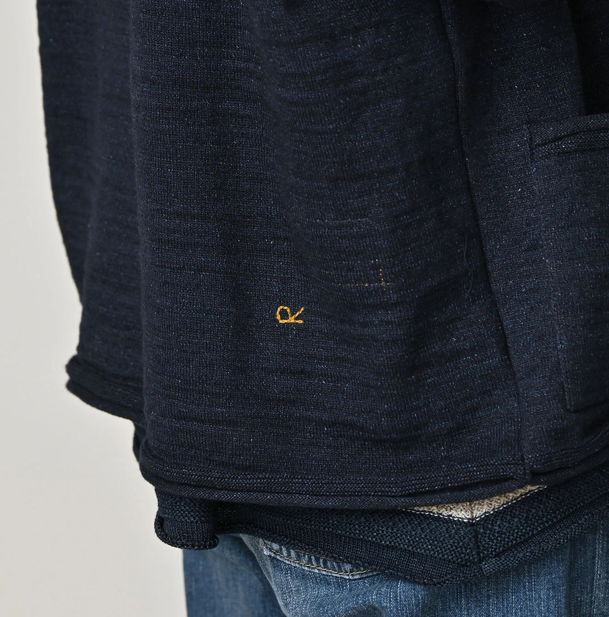 45R Indigo Dekoboko Knit-sewn Cardigan