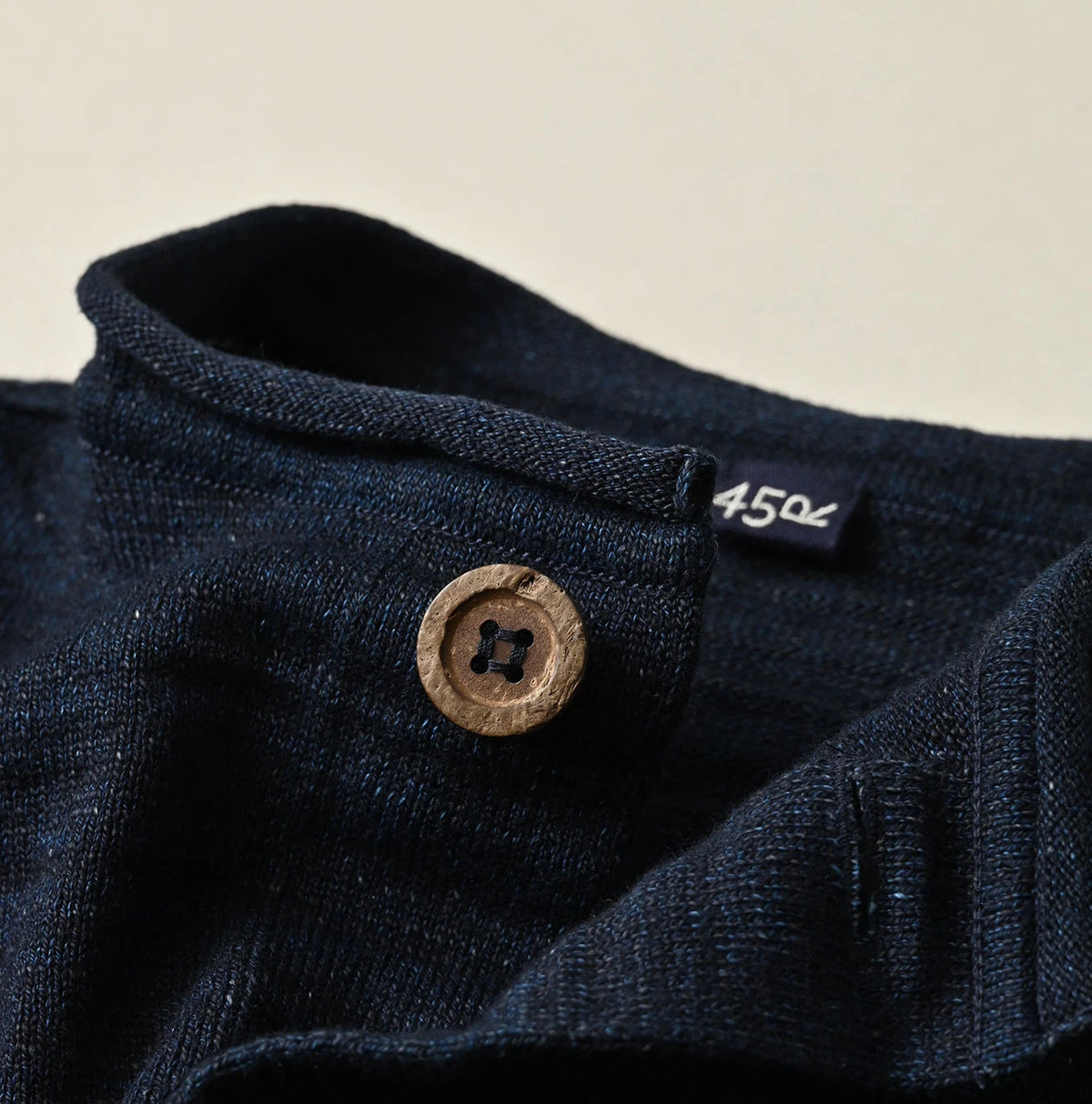 45R Indigo Dekoboko Knit-sewn Cardigan