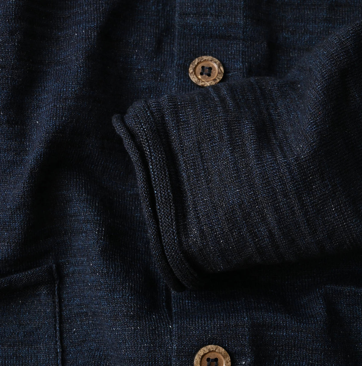 45R Indigo Dekoboko Knit-sewn Cardigan