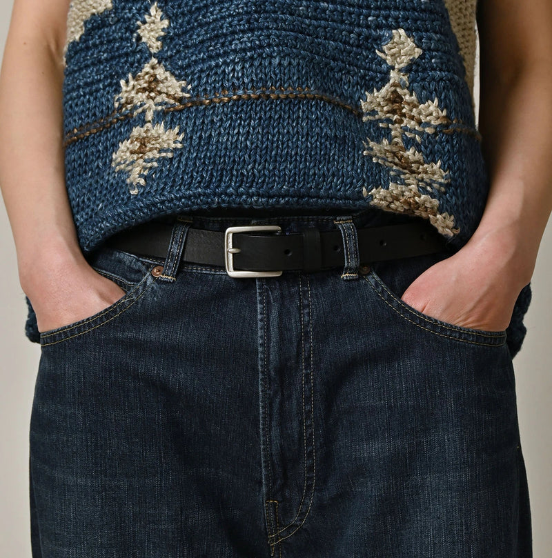 45R Azura Vintage Leather Slim Belt - Image 2