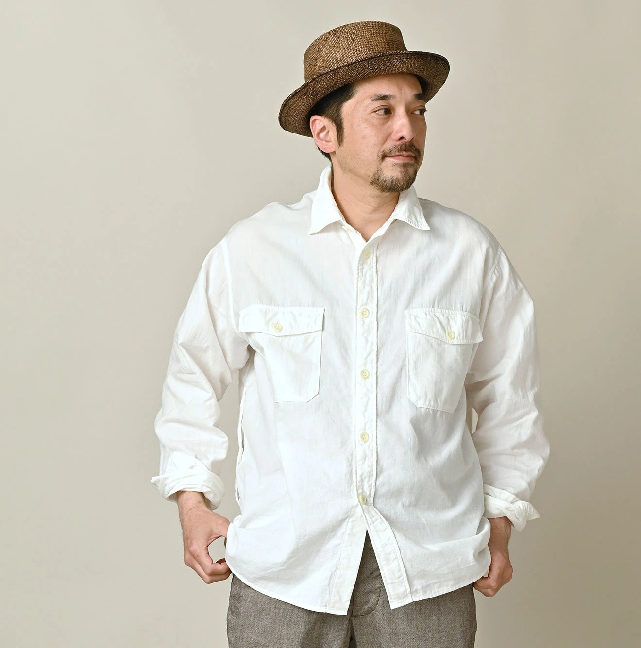 45R Khadi Oxford 908 Cruise Shirt (White) - Image 4