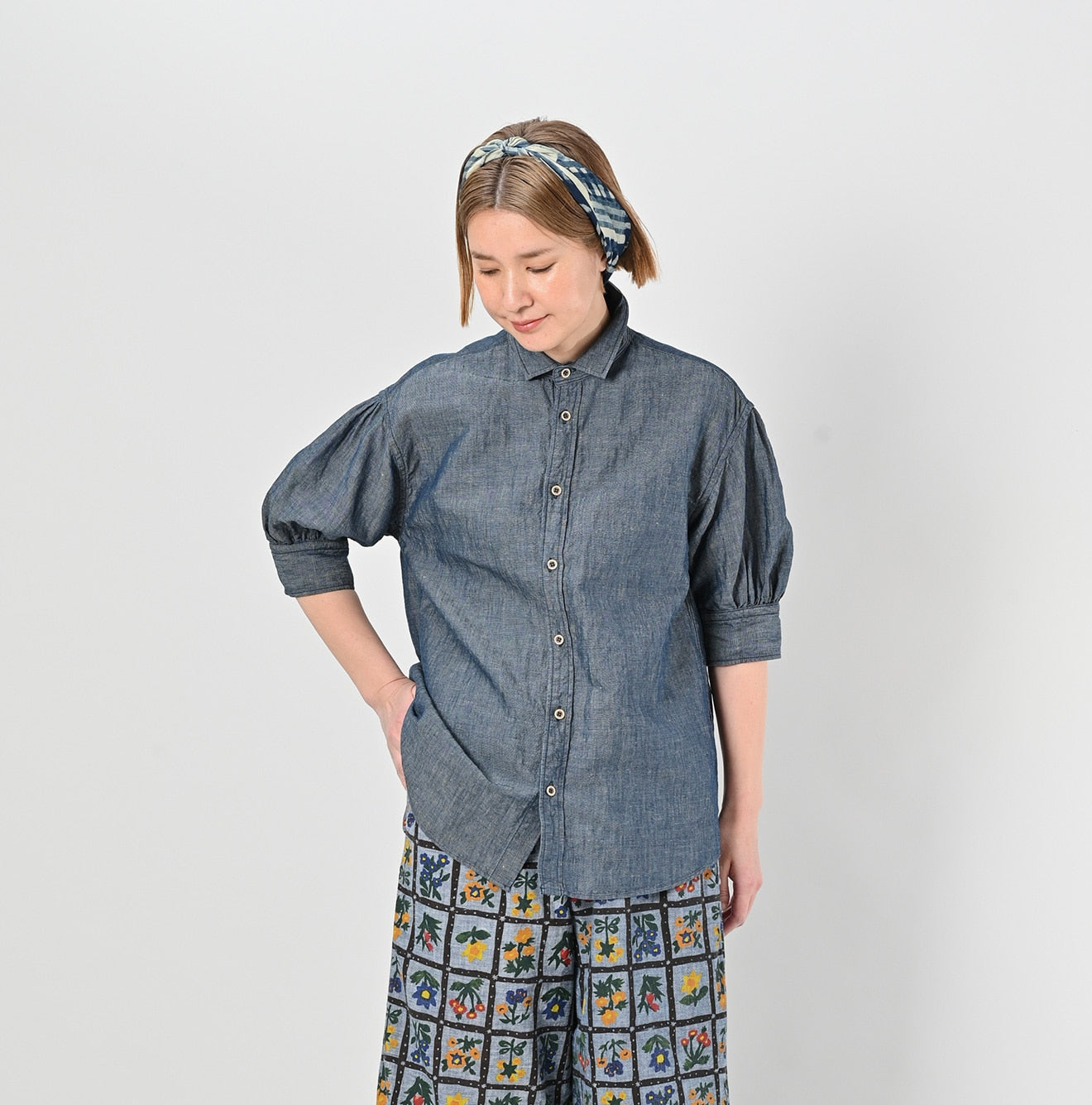 45R Cotton Linen Dungaree Cuppe Shirt Nou - Image 3