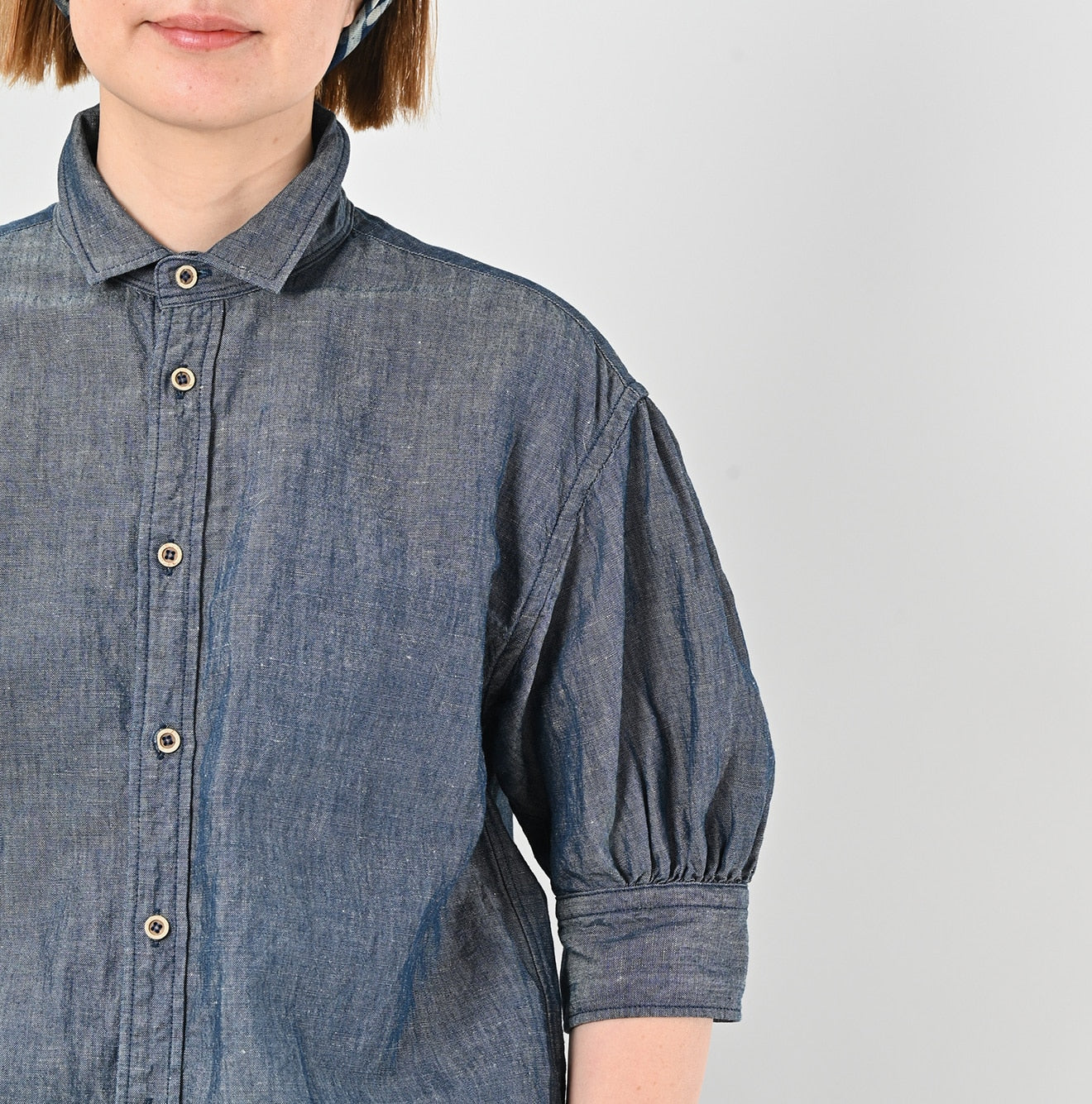 45R Cotton Linen Dungaree Cuppe Shirt Nou - Image 7