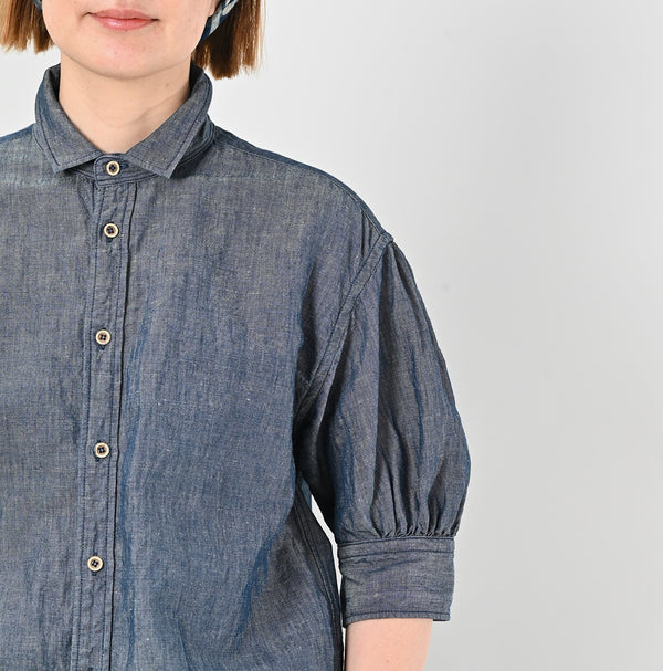 45R Cotton Linen Dungaree Cuppe Shirt Nou