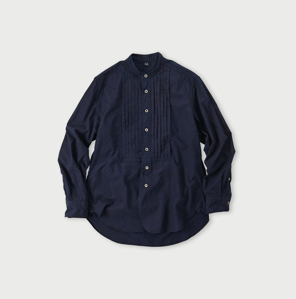 Indigo Batiste 908 Pintuck Stand Collar Shirt - 45R by 45rpm studio